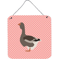 "Caroline's Treasures Pink Toulouse Goose Check Metal Print, 6"" H x 6"" W"