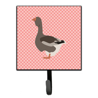 "Caroline's Treasures Toulouse Goose Pink Check Wall Hook, Small, Multicolor"