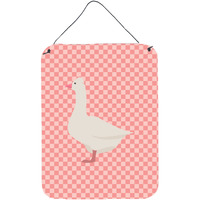 "Caroline's Treasures Roman Goose Pink Check Metal Print, 16hx12w, Multicolor"