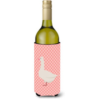 "Caroline's Treasures Roman Goose Pink Check Decorative Bottle Hugger, 750 ml, Multicolor"