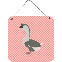 "Caroline's Treasures Pink African Goose Check Metal Print, 6hx6w"