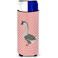 "Caroline's Treasures African Goose Pink Check Decorative Can Hugger, Slim, Multicolor"