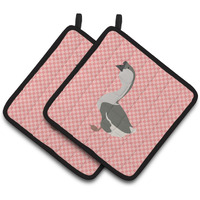 "Caroline's Treasures African Goose Pink Check Decorated Pot Holder, 7.5"" x 7.5"""