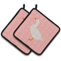 "Caroline's Treasures Shire Horse Pink Check Decorated Pot Holder, 7.5"" x 7.5"""