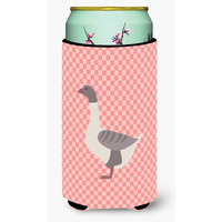 "Caroline's Treasures Buff Grey Back Goose Pink Check Decorative Can Hugger, Tall Boy, Multicolor"
