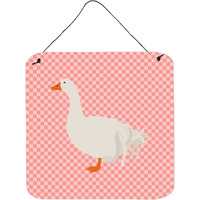 "Caroline's Treasures Pink Sebastopol Goose Check Metal Print, 6hx6w"