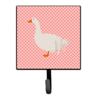 "Caroline's Treasures Sebastopol Goose Pink Check Wall Hook, Small, Multicolor"