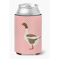 "Caroline's Treasures Pomeranian Rogener Goose Pink Check Decorative Can Hugger, Multicolor"