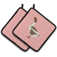 "Caroline's Treasures Pomeranian Rogener Goose Pink Check Decorated Pot Holder, 7.5"" x 7.5"""