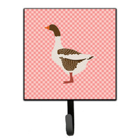"Caroline's Treasures Pomeranian Rogener Goose Pink Check Wall Hook, Small, Multicolor"