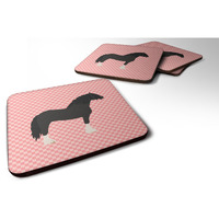 "Caroline's Treasures Pomeranian Rogener Goose Pink Check Decorative Coasters, 3.5"", Multicolor"