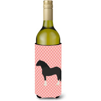 "Caroline's Treasures Pomeranian Rogener Goose Pink Check Decorative Bottle Hugger, 750 ml, Multicolor"
