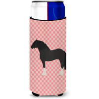 "Caroline's Treasures Pomeranian Rogener Goose Pink Check Decorative Can Hugger, Slim, Multicolor"