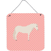 "Caroline's Treasures Pink Paso Fino Horse Check Metal Print, 6hx6w"