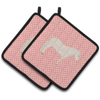 "Caroline's Treasures Paso Fino Horse Pink Check Decorated Pot Holder, 7.5"" x 7.5"""