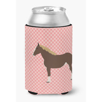 "Caroline's Treasures Percheron Horse Pink Check Decorative Can Hugger, Multicolor"