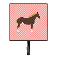"Caroline's Treasures Percheron Horse Pink Check Wall Hook, Small, Multicolor"