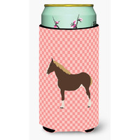 "Caroline's Treasures Percheron Horse Pink Check Decorative Can Hugger, Tall Boy, Multicolor"