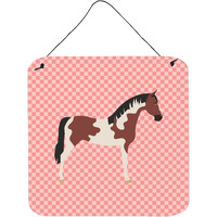 "Caroline's Treasures Pink Pinto Horse Check Metal Print, 6hx6w"
