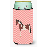 "Caroline's Treasures Pinto Horse Pink Check Decorative Can Hugger, Tall Boy, Multicolor"