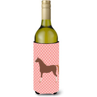 "Caroline's Treasures Hannoverian Horse Pink Check Decorative Bottle Hugger, 750 ml, Multicolor"