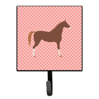 "Caroline's Treasures Hannoverian Horse Pink Check Wall Hook, Small, Multicolor"