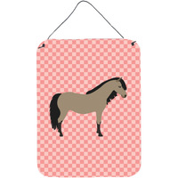 "Caroline's Treasures Welsh Pony Horse Pink Check Metal Print, 16hx12w, Multicolor"