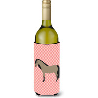 "Caroline's Treasures Welsh Pony Horse Pink Check Decorative Bottle Hugger, 750 ml, Multicolor"