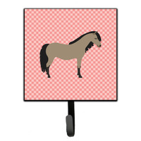 "Caroline's Treasures Welsh Pony Horse Pink Check Wall Hook, Small, Multicolor"