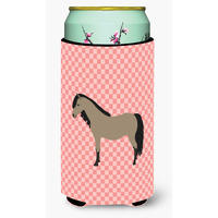 "Caroline's Treasures Welsh Pony Horse Pink Check Decorative Can Hugger, Tall Boy, Multicolor"