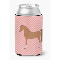 "Caroline's Treasures Arabian Horse Pink Check Decorative Can Hugger, Multicolor"