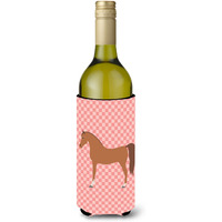 "Caroline's Treasures Arabian Horse Pink Check Decorative Bottle Hugger, 750 ml, Multicolor"