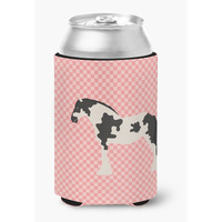 "Caroline's Treasures Cyldesdale Horse Pink Check Decorative Can Hugger, Multicolor"
