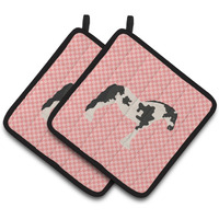 "Caroline's Treasures Cyldesdale Horse Pink Check Decorated Pot Holder, 7.5"" x 7.5"""