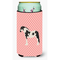 "Caroline's Treasures Cyldesdale Horse Pink Check Decorative Can Hugger, Tall Boy, Multicolor"