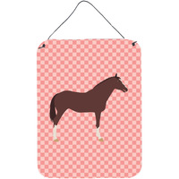 "Caroline's Treasures English Thoroughbred Horse Pink Check Metal Print, 16hx12w, Multicolor"