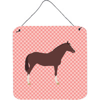 "Caroline's Treasures Pink English Thoroughbred Horse Check Metal Print, 6hx6w"