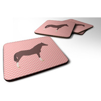 "Caroline's Treasures English Thoroughbred Horse Pink Check Decorative coasters, 3.5, Multicolor"
