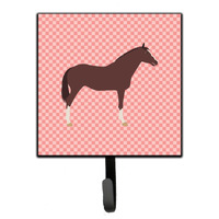 "Caroline's Treasures English Thoroughbred Horse Pink Check Wall Hook, Small, Multicolor"