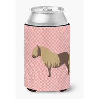 "Caroline's Treasures Shetland Pony Horse Pink Check Decorative Can Hugger, Multicolor"