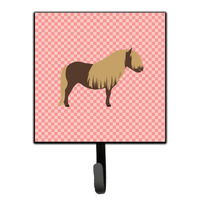 "Caroline's Treasures Shetland Pony Horse Pink Check Wall Hook, Small, Multicolor"