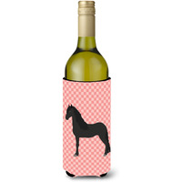 "Caroline's Treasures Friesian Horse Pink Check Decorative Bottle Hugger, 750 ml, Multicolor"