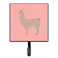 "Caroline's Treasures Llama Pink Check Wall Hook, Small, Multicolor"