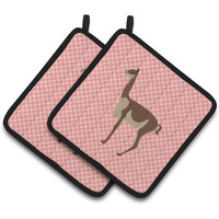 "Caroline's Treasures Vicugna or Vicuna Pink Check Decorated Pot Holder, 7.5"" x 7.5"""