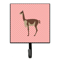"Caroline's Treasures Vicugna or Vicuna Pink Check Wall Hook, Small, Multicolor"