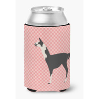 "Caroline's Treasures Llama Q' Ara Pink Check Decorative Can Hugger, Multicolor"