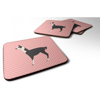 "Caroline's Treasures Llama Q' Ara Pink Check Decorative coasters, 3.5, Multicolor"