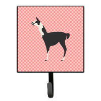 "Caroline's Treasures Llama Q' Ara Pink Check Wall Hook, Small, Multicolor"