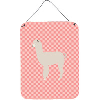 "Caroline's Treasures Alpaca Pink Check Metal Print, 16hx12w, Multicolor"