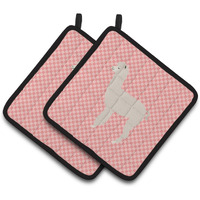 "Caroline's Treasures Alpaca Pink Check Decorated Pot Holder, 7.5"" x 7.5"""